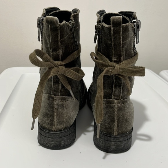 Report Olive Army Green Velvet Huey Boots Women's Size 6.5 cm Zip Up and Lace Up - Picture 11 of 16